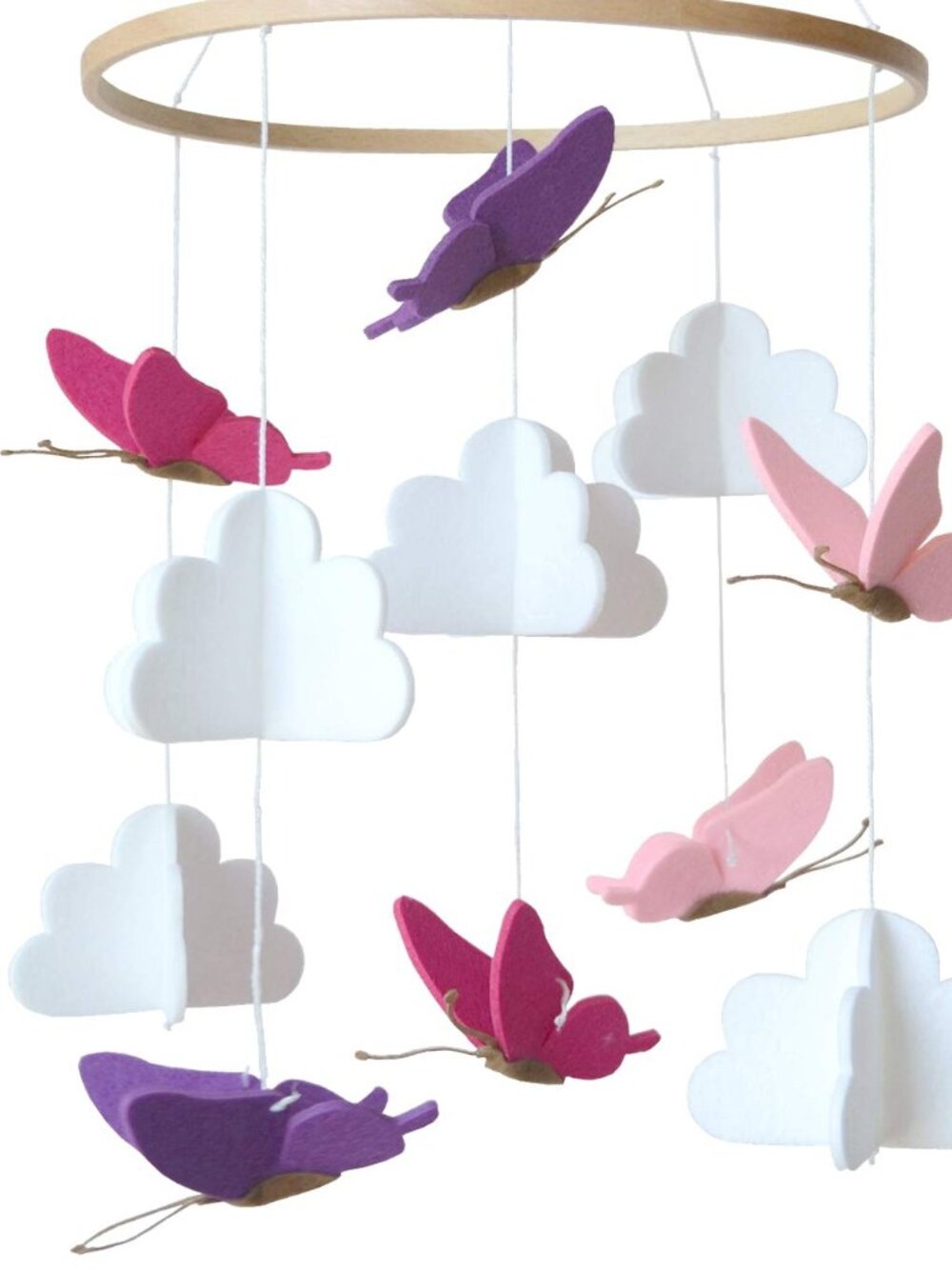 Baby Crib Mobile, Wooden Nursery Decor Butterflies